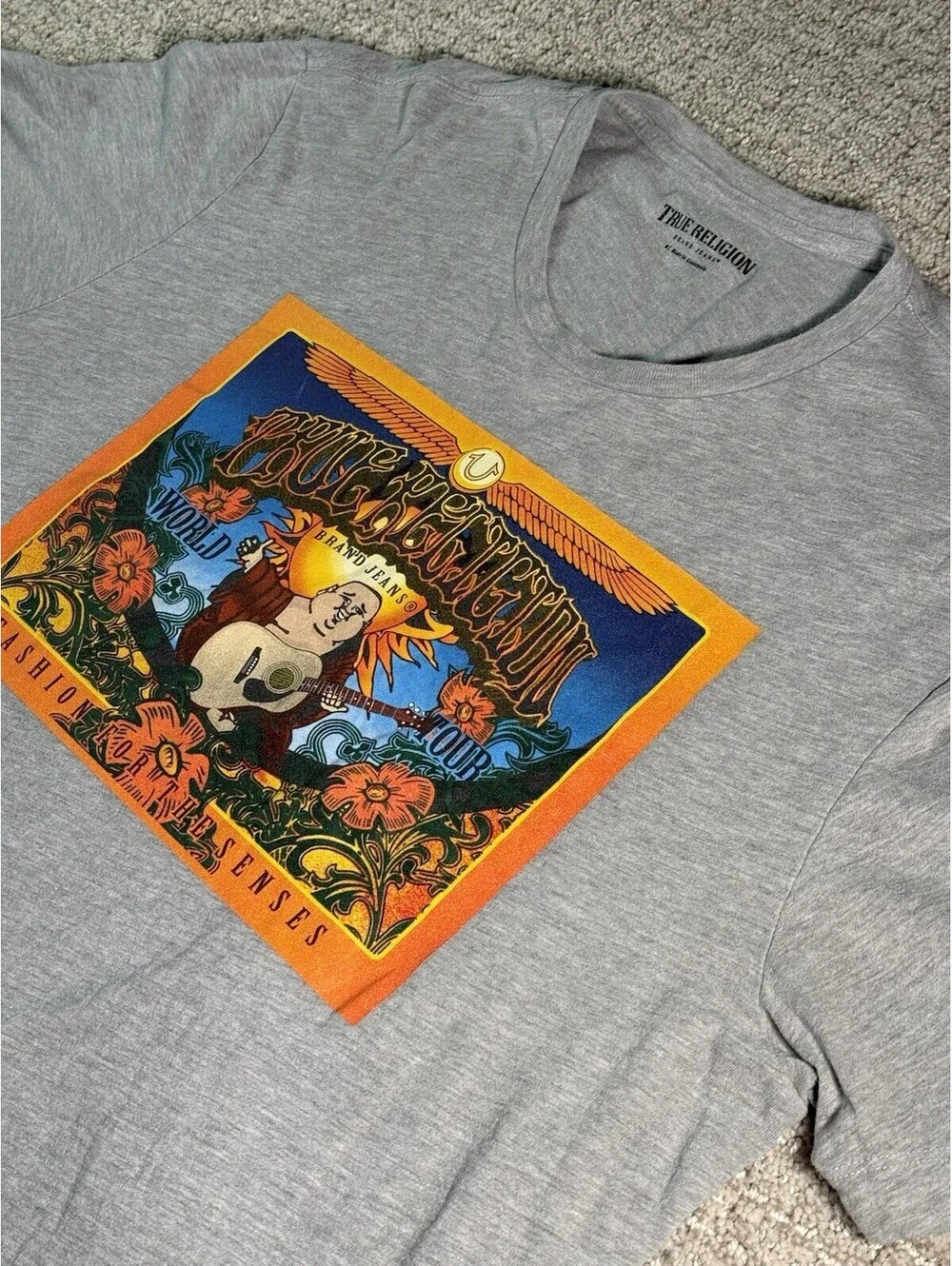 True Religion Medium Buddha World Tour T-Shirt Men’s Graphic Tee